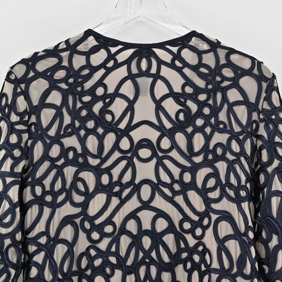 CHICOS Jacket Womens‎ Size 8 Black Swirl Ribbon Sheer Mesh Travelers Collection - Picture 6 of 14